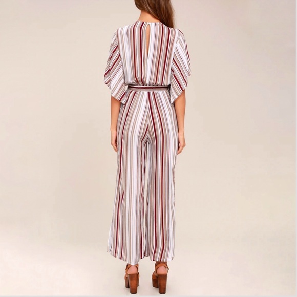 Faithfull the brand tilos striped tie front cut out wide leg jumpsuit romper - Picture 5 of 14